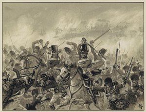 The Greys and Ninety Second at Waterloo, 18 June 1815 by English School